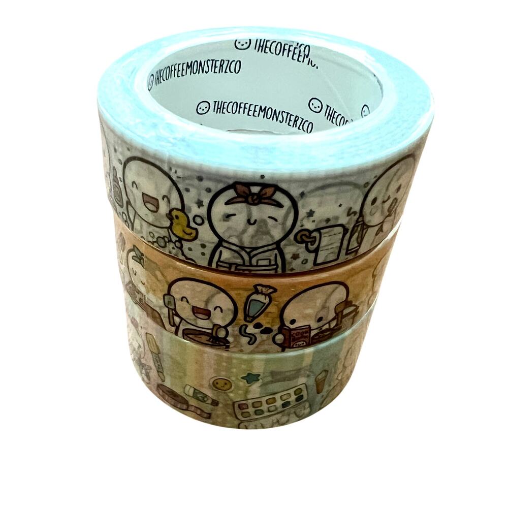 NEW TCMC The Coffee Monsterz Co BUNDLE of THREE Washi Rolls